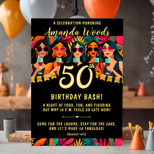 Invitación Lámpara de 50 años con diseño de fiesta de moda