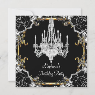 Invitación Lámpara de araña de cristal negro plateado dorado