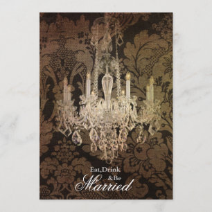 Invitación lámpara de araña de damasco rústica boda Ensayo Ce