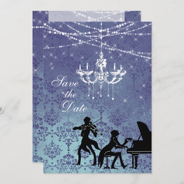 Invitación Lámpara de araña de música clásica antigua guardar (Anverso / Reverso)