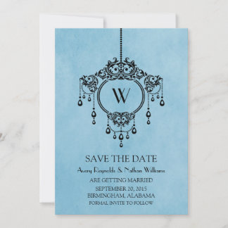 Invitación Lámpara de color azul vintage Guardar la invitació
