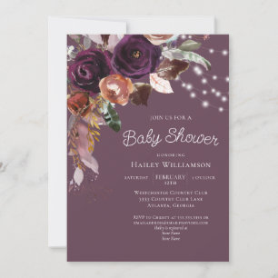 Invitación Lámpara de color rosa púrpura de la cadena floral