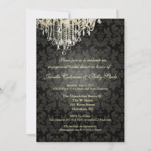 Invitación Lámpara de cristal de PixDezines + damasco barroco