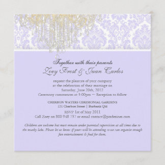 Invitación Lámpara de cristal de PixDezines+Damasco moiré/mor
