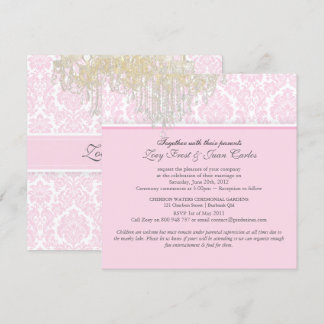 Invitación Lámpara de cristal de PixDezines + Damask de Moiré