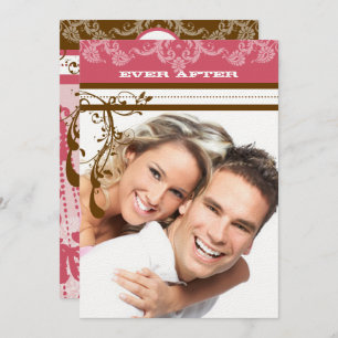 Invitación Lámpara de época rosa y chocolate marrón