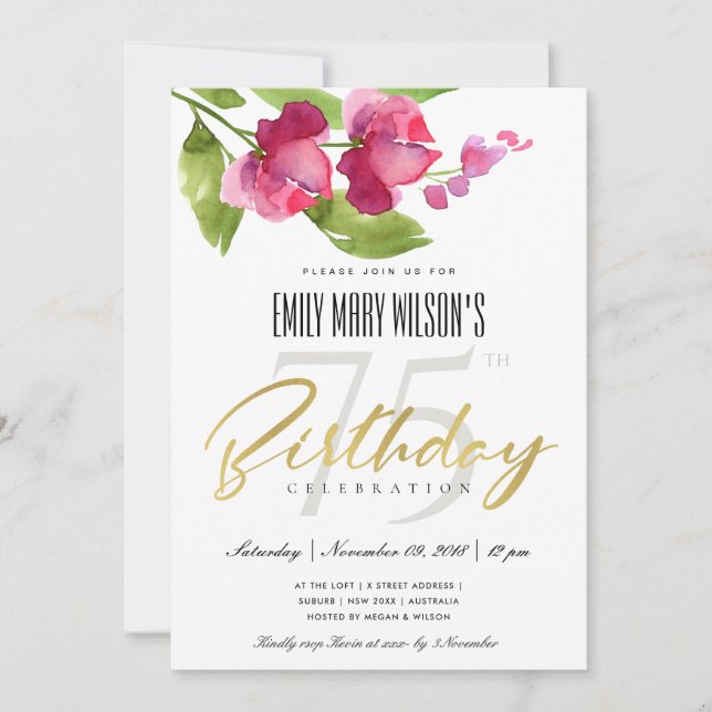 INVITACIÓN LÁMPARA DE LÁMINA ROSA DE AGUA FLORAL CUALQUIER CU (Anverso)