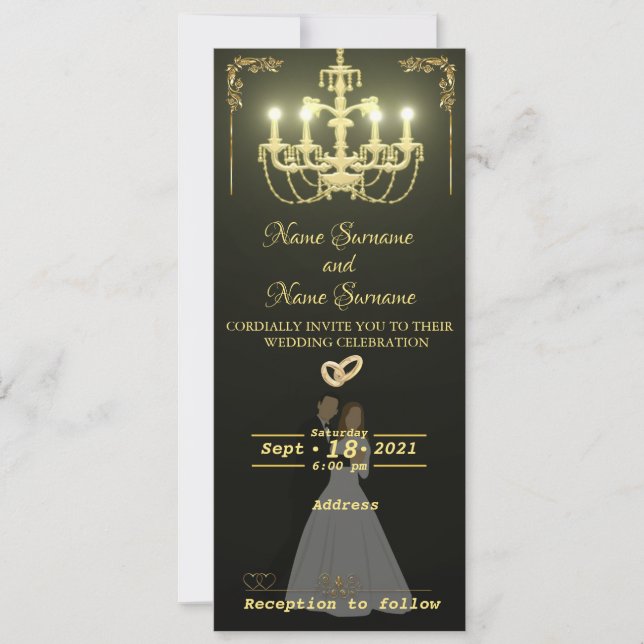 Invitación Lámpara dorada (Anverso)