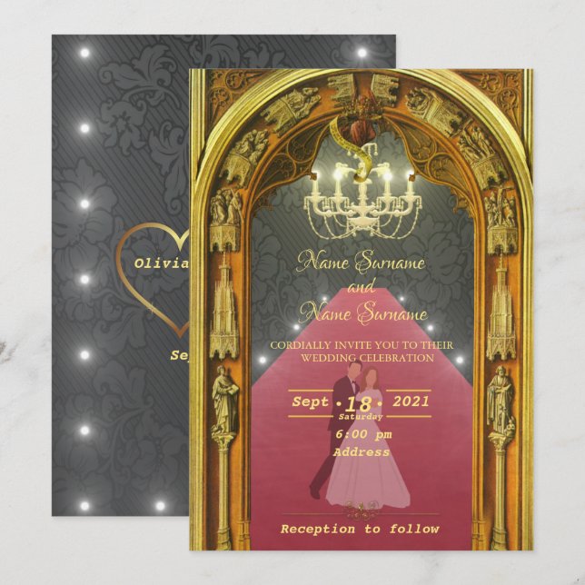 Invitación Lámpara dorada (Anverso / Reverso)
