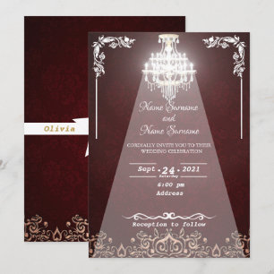 Invitación Lámpara floral roja