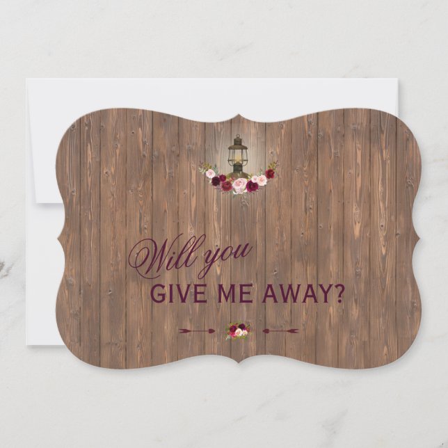 Invitación Lámpara Floral Rústica Antigua Me Darás Lejos (Anverso)