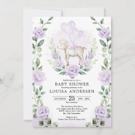 Invitación Lámpara suave de flores moradas Baby Shower Spring