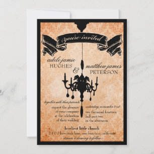 Invitación Lámpara victoriana ・ Boda naranja pálido y negro