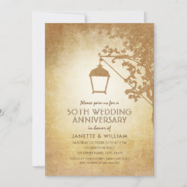 Invitación Lámpara Vintage 50 Aniversario de Boda Otoño Rústi