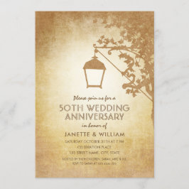 Invitación Lámpara Vintage 50 Aniversario de Boda Otoño Rústi