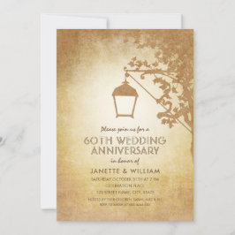 Invitación Lámpara Vintage 60º Aniversario de Boda Otoño Rúst