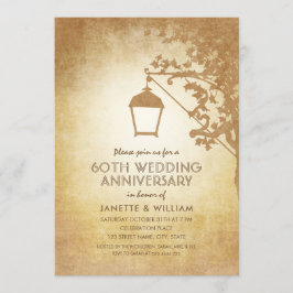 Invitación Lámpara Vintage 60º Aniversario de Boda Otoño Rúst