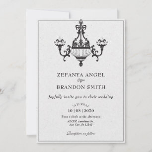 Invitación lámparas de araña antiguas clásicas decoración bod