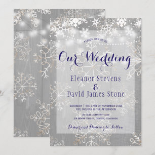Invitación Lámparas de nieve luces de plata boda de invierno