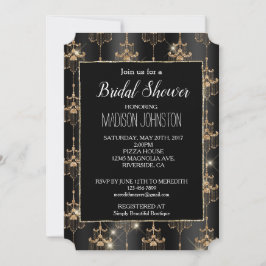 Invitación Lámparas de oro de color negro dorado