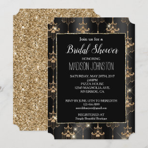 Invitación Lámparas de oro de color negro dorado