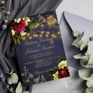 Invitación Lámparas rústicas de invierno boda de borgoña con 