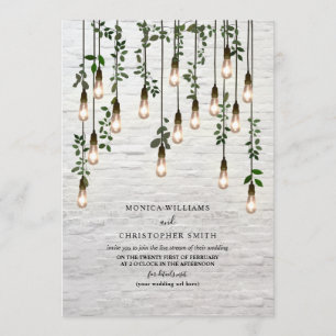 Invitación Lámparas Vintage Ladrillo Blanco Virtual Botánico
