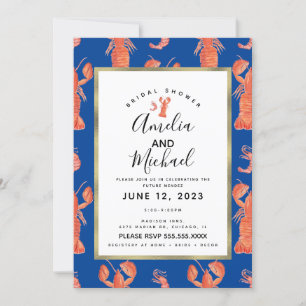 Invitación Langosta Camarón Cangrejo de río Acuarela Nupcial