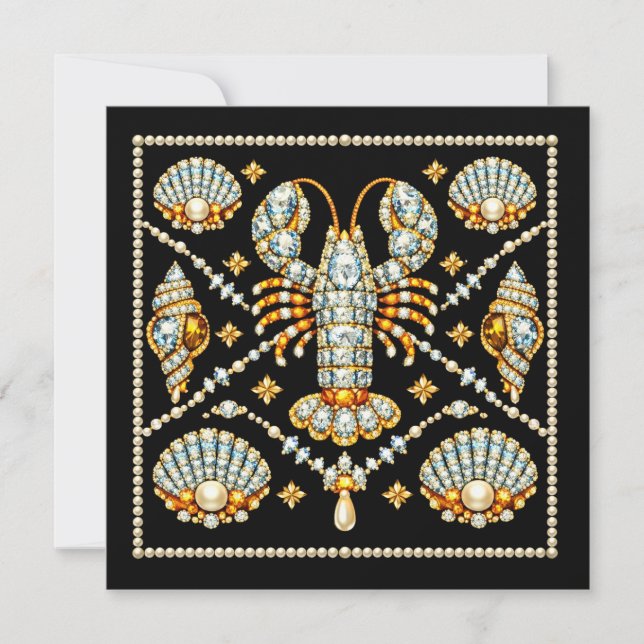 Invitación Langosta de lujo con diseño estampado con joyas de (Anverso)