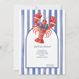 Invitación Langosta de verano y rayas náuticas