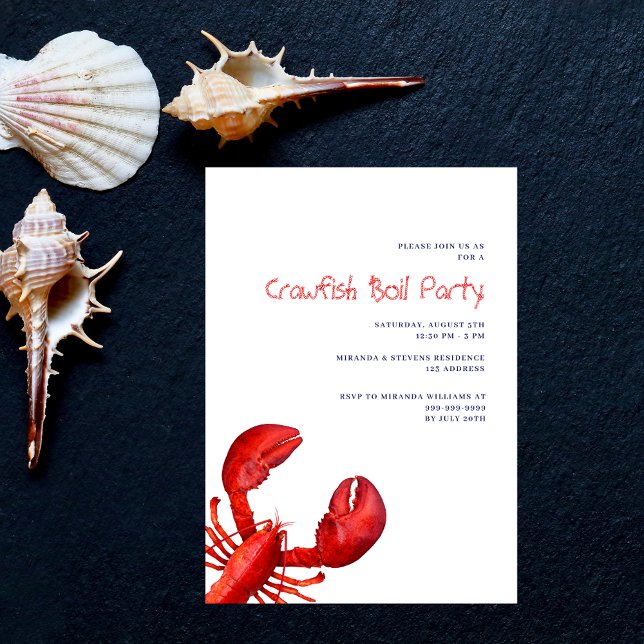 Invitación Langosta hervir fiesta langosta rojo blanco (Subido por el creador)
