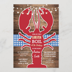 Invitación Langostinos Hervidos BBQ Fiesta de Cumpleaños de C