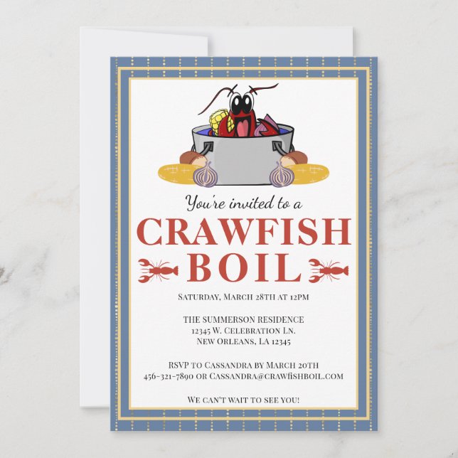 Invitación Langostinos Hervir Fiesta de barbacoa de mariscos  (Anverso)