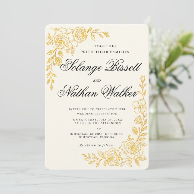 Invitación 'Language of Love' All-in-One Wedding Invitation (Anverso de pie)