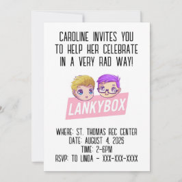 Invitación Lankybox Youtube Birthday Invitation