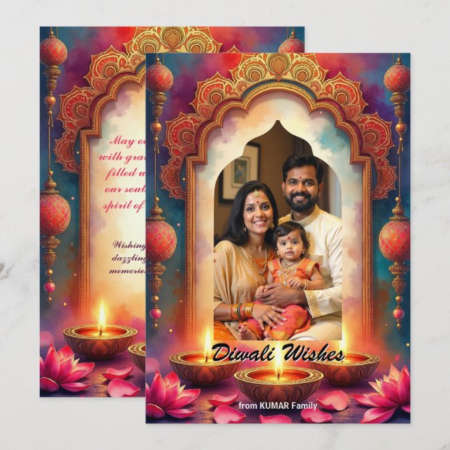 Invitación Lantern Glow Diwali Greeting Card (Anverso / Reverso)
