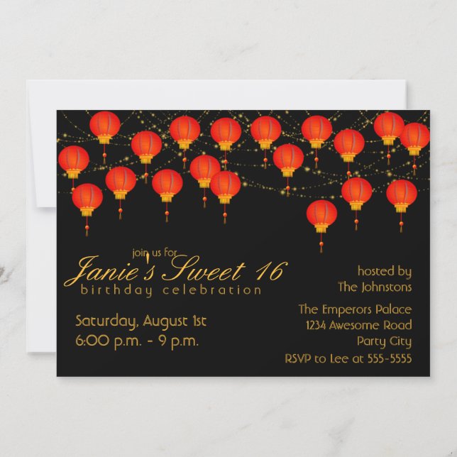 Invitación Lantern Sky Birday Party (Reverso)
