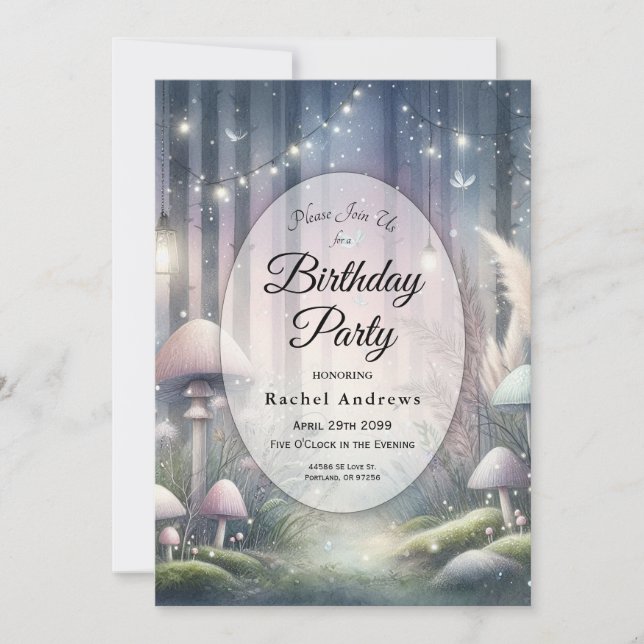 Invitación Lanternlight Dreams Enchanted Forest (Anverso)
