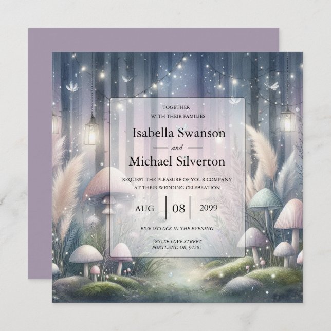 Invitación Lanternlight Dreams Enchanted Forest Boda (Anverso / Reverso)