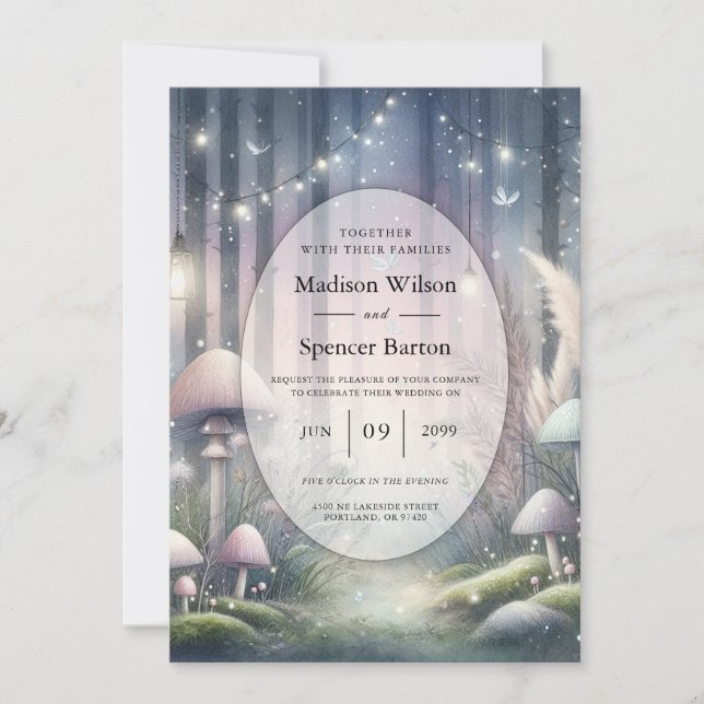 Invitación Lanternlight Dreams Enchanted Forest Boda (Anverso)