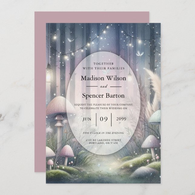 Invitación Lanternlight Dreams Enchanted Forest Boda (Anverso / Reverso)