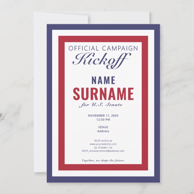 Invitación Lanzamiento de campaña de Kickoff Gala de candidat (Anverso)