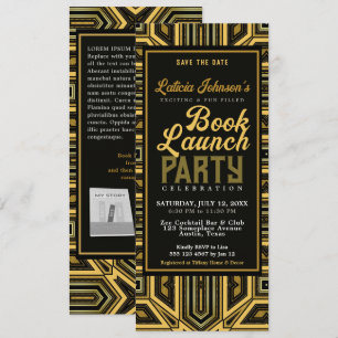 Invitación Lanzamiento de libro de vidrio de estilo Art Deco