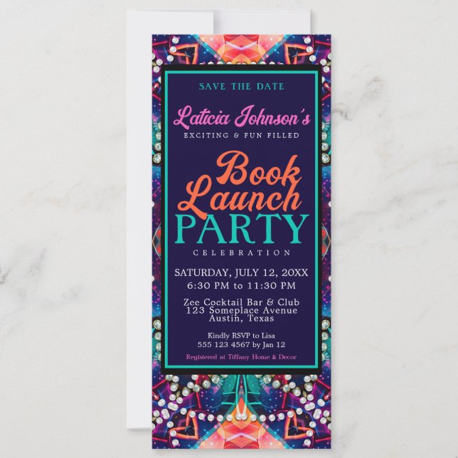 Invitación Lanzamiento del libro de Vibe de Diamond Pearls Aq (Anverso)