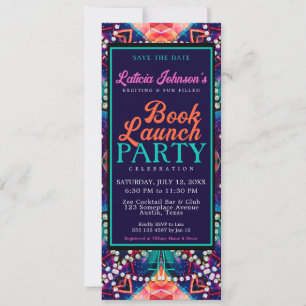 Invitación Lanzamiento del libro Diamond Pearls Aqua Blue Boh