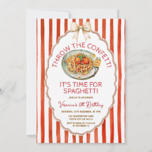Invitación Lanzar El Confeti Hora de Cumpleaños de Spaghetti