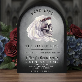 Invitación Lápida de Calavera RIP Fiesta de Soltera de una so