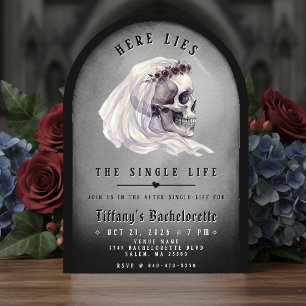 Invitación Lápida de Calavera RIP Fiesta de Soltera de una so