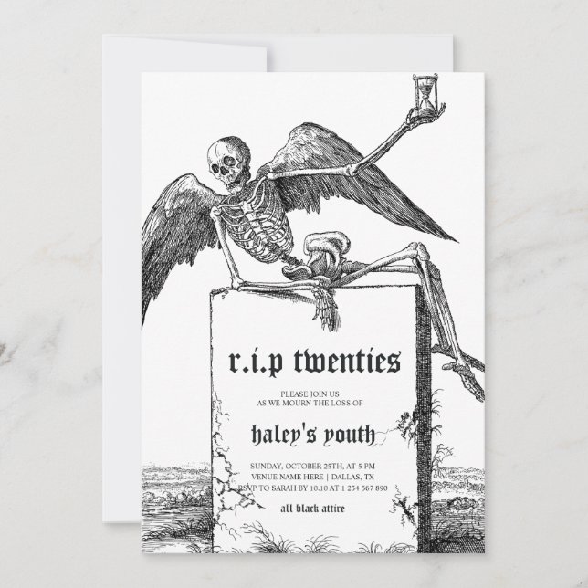 Invitación Lápida RIP Veinteañeros Divertido Cumpleaños 30 (Anverso)