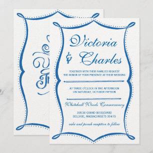 Invitación Lapis Blue Modern Vintage Typography Ocean Blue